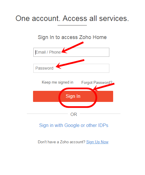 zoho mail create an account